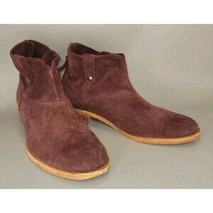 Johnston & Murphy Stephanie Stitched Bootie Womens 10M Maroon Suede Boho Leather